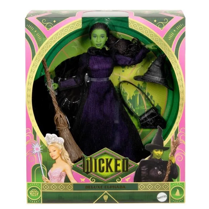 Mattel Wicked - Poupée Elphaba inspirée du film, cheveux tressés, robe noire, 11 points d'articulation, multiples poses, HXY38 - Jouet pour enfants à partir de 6 ans Mattel Wicked - Poupée Elphaba inspirée du film, cheveux tressés, robe noire, 11 points d'articulation, multiples poses, HXY38 - Jouet pour enfants à partir de 6 ans