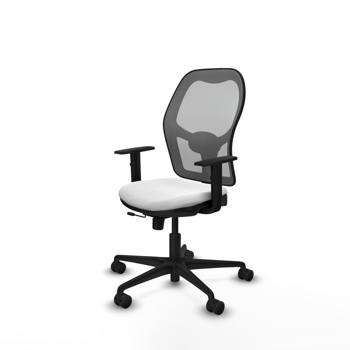 Chaise Jorquera Synchrone/Traslack tissu Blanc Maille Gris Base en nylon noir Accoudoir 1D Sans appui-tête Roulettes 65mm nylon Chaise Jorquera Synchrone/Traslack tissu Blanc Maille Gris Base en nylon noir Accoudoir 1D Sans appui-tête Roulettes 65mm nylon