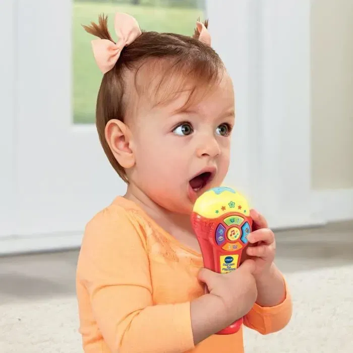 Vtech Baby Micro des P'tits Loulous, Micro Éducatif et Musical avec Lumières pour Bébé, Chansons et Mélodies