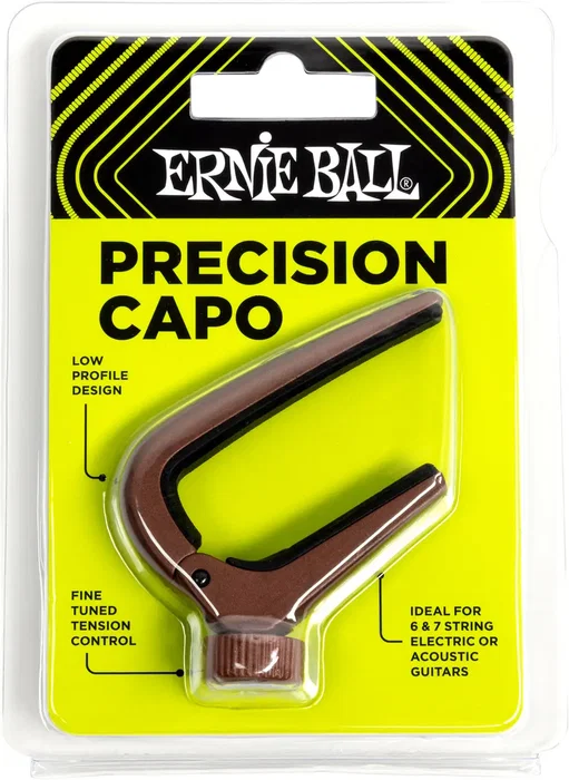 Ernie Ball Precision Bronze - Cejilla pour Guitare Acoustique et Électrique 6/7 Cordes - Capo avec Vis de Précision