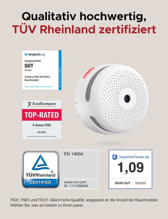 X-Sense Détecteur de fumée FS61 Blanc