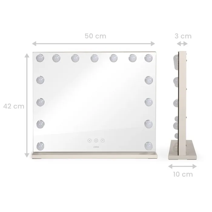 Livoo Miroir de maquillage Hollywood DOS225G - 15 LED - Grand format