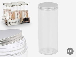KINVARA Lot de 24 bocaux PET 1,8 L avec couvercle aluminium