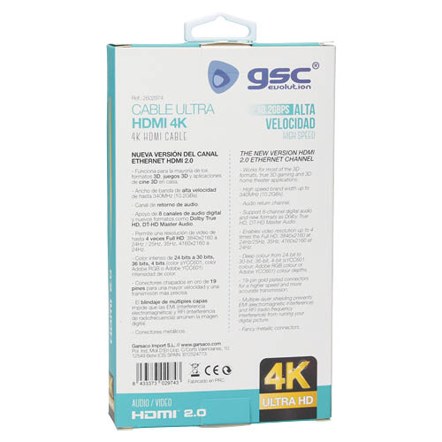 GSC Evolution Câble de connexion HDMI vers HDMI 4K 1,8m GSC Evolution Câble de connexion HDMI vers HDMI 4K 1,8m
