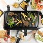DOMO DO9294G Gril à Raclette 8 Personnes, Plaque Antiadhésive sans PFAS, Thermostat Réglable 1400 W, Noir avec Poignées en Bois