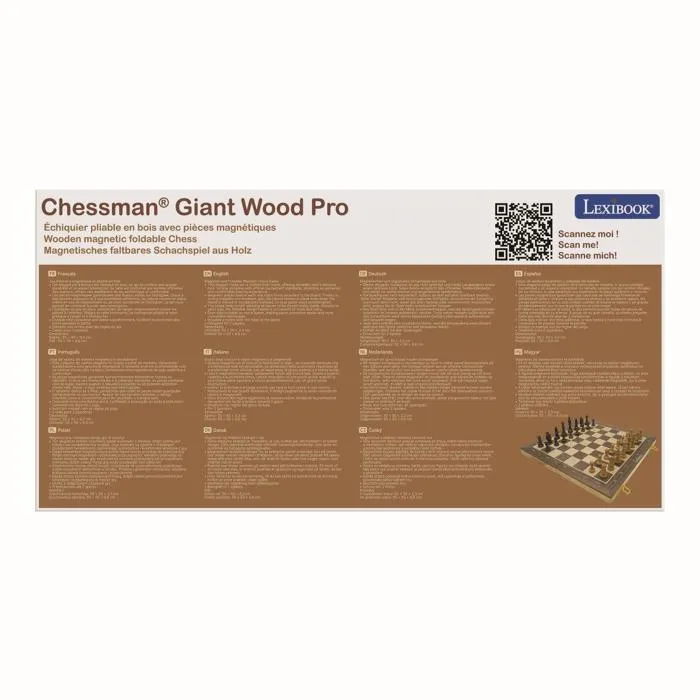 Lexibook Jeu d'échecs Chessman Classic Pliable Magnétique en Bois verni Lexibook Jeu d'échecs Chessman Classic Pliable Magnétique en Bois verni