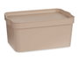 Kipit Boîte de rangement en plastique avec couvercle 7,5 L Beige 21,5 x 14,5 x 32 cm (Set de 12)
