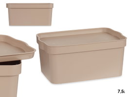 KIPIT Boîte en plastique avec couvercle 7,5 L Beige