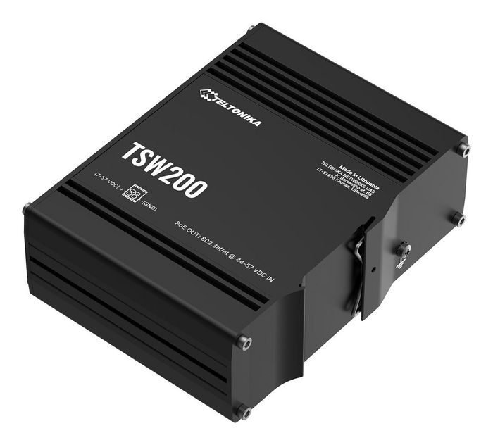 Teltonika Networks TSW200 - Commutateur Ethernet industriel non managé 8 ports RJ-45 Gigabit PoE+ (30W/port) et 2 ports SFP - Boîtier IP30