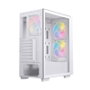 Einarex Pulse P100 Boîtier PC Gaming ATX Semitorre Blanc, Panneau Vitre Trempée, 3 Ventilateurs RGB