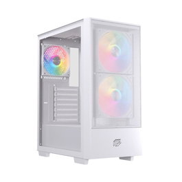 Einarex Pulse P100 Boîtier PC Gaming ATX Semitorre Blanc, Panneau Vitre Trempée, 3 Ventilateurs RGB