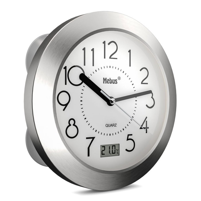 Mebus Horloge de salle de bain Quartz 41964 Argent/Blanc Mebus Horloge de salle de bain Quartz 41964 Argent/Blanc
