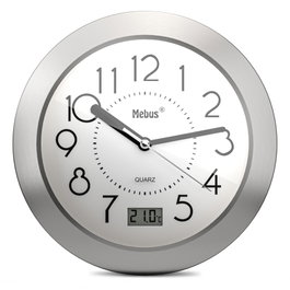 Mebus Horloge de salle de bain Quartz 41964 Argent/Blanc