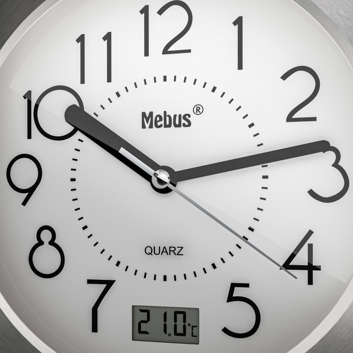 Mebus Horloge de salle de bain Quartz 41964 Argent/Blanc Mebus Horloge de salle de bain Quartz 41964 Argent/Blanc