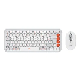 Logitech Pop Icon - Ensemble Clavier et Souris sans Fil Bluetooth - AZERTY Français - Blanc Cassé/Doré