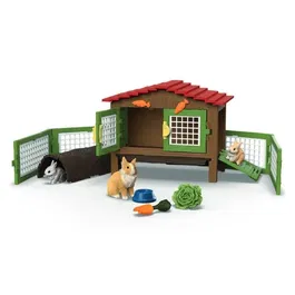 Schleich 42728 Coffret Clapier à Lapins Farm World, Figurine Animale de Ferme Jouet, À Partir de 4 Ans