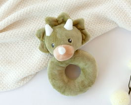 KioKids - Hochet en peluche dinosaure pour bébé dès 0 mois, doux et vert - Jouet d'éveil sensoriel pour la coordination et l'audition