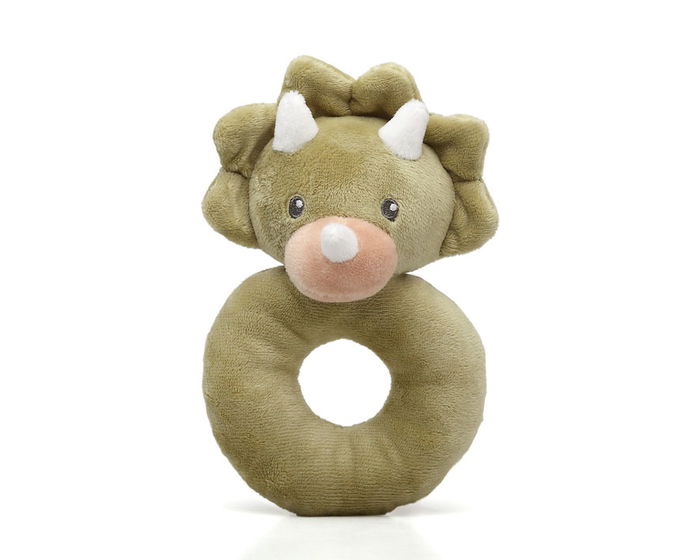 KioKids - Hochet en peluche dinosaure pour bébé dès 0 mois, doux et vert - Jouet d'éveil sensoriel pour la coordination et l'audition