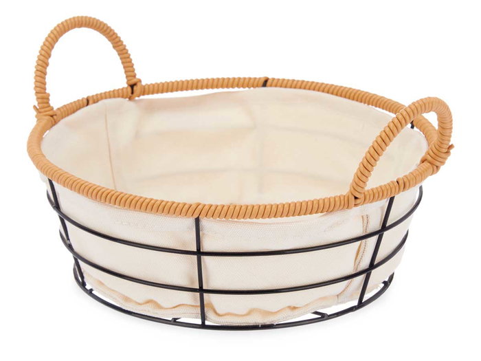KINVARA Cesta Asas Metal Redonda Natural