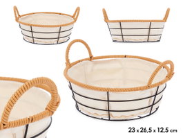 KINVARA Cesta Asas Metal Redonda Natural