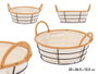 KINVARA Cesta Asas Metal Redonda Natural