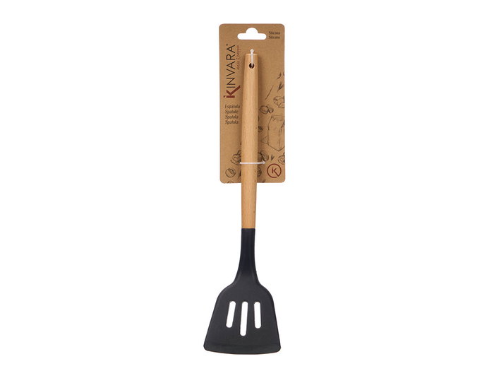KINVARA Spatule en silicone noir avec manche en bois KINVARA Spatule en silicone noir avec manche en bois