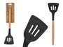 KINVARA Spatule en silicone noir avec manche en bois