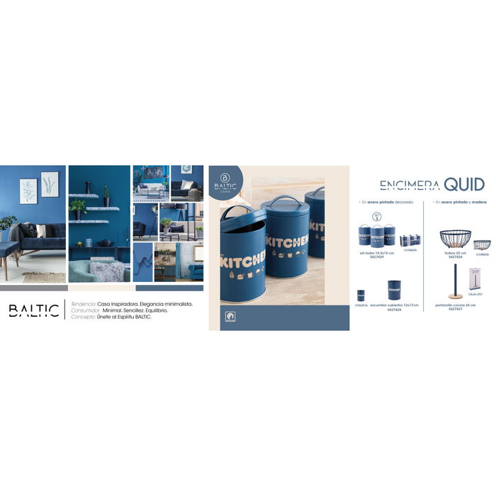 Quid Set de 3 Botes de Cocina Acero Pintado Baltic Azul 10,5x16 cm Quid Set de 3 Botes de Cocina Acero Pintado Baltic Azul 10,5x16 cm