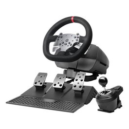 Mars Gaming MWHR-SX Volant de Simulation avec Force Feedback, Pédales et Palanque, Compatible PC/PS4/Xbox/Switch, Angle 90°-1080°, USB-C