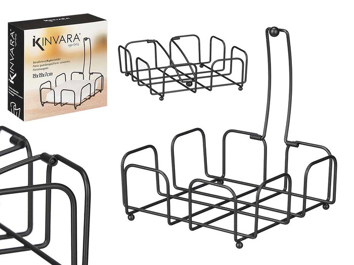 Kinvara Serviette de table en acier noir 19x7x19 cm (Set de 12) Kinvara Serviette de table en acier noir 19x7x19 cm (Set de 12)