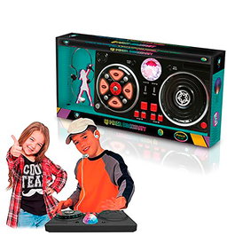 Deqube Table de mixage DJ enfant, avec plateau scratch, effets sonores, lumière disco et entrée ligne pour iPod/MP3/smartphone