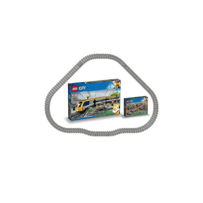LEGO 60205 City Rail Pack - Ensemble de rails flexibles, droits et courbes pour trains LEGO City