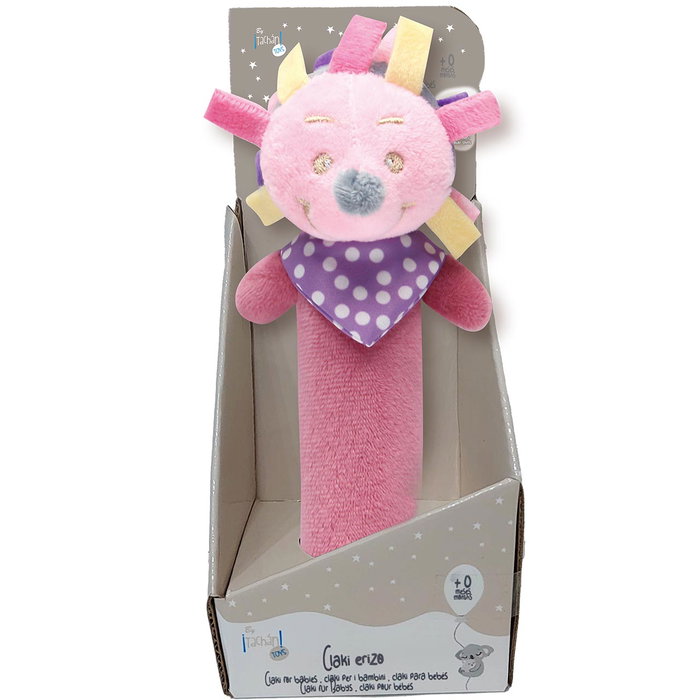 Tachan Claki Peluche Interactive Érizo - Collection Baby Rabbit - Son et Couleurs Douces - Facile à Nettoyer - Langues: Anglais, Français, Allemand, Italien, Portugais, Espagnol