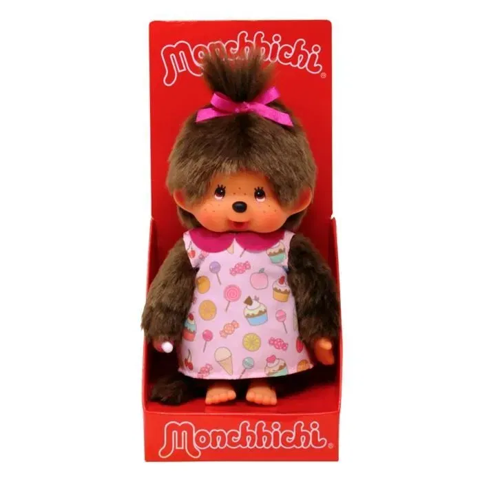 Bandai Peluche Monchhichi Pop & Candy - Figurine en peluche sucrée de 20 cm