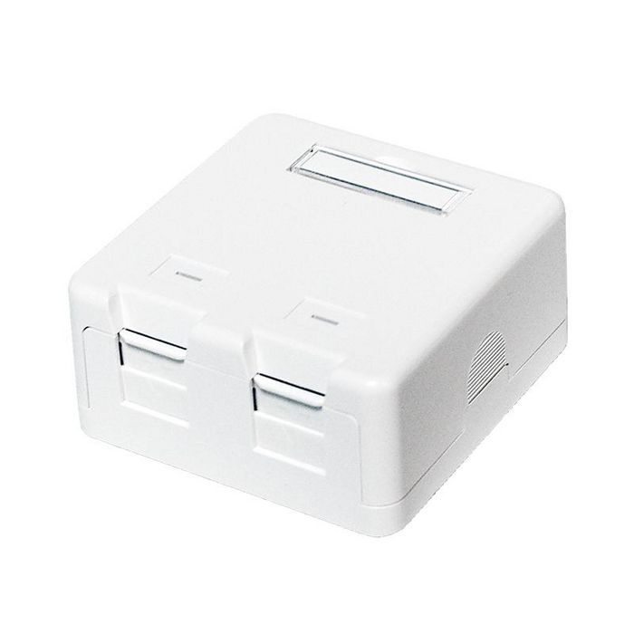 LogiLink Boîte de surface pour 2 modules Keystone, obturateurs de poussière, compatible Cat5/6, HDMI, USB, Cinch, blanc