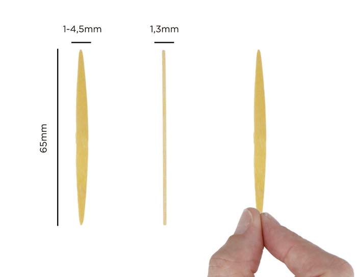 Innspiro Bâtonnets plats en bois jaune 65mm, 250 unités