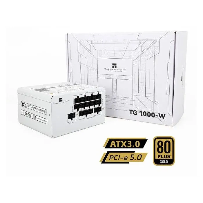 Thermalright TG1000 Alimentation PC 1000W ATX3.0 80+ Gold Full Modulaire Blanc avec Connecteur PCI-E 5.0 12VHPWR 16-Pin