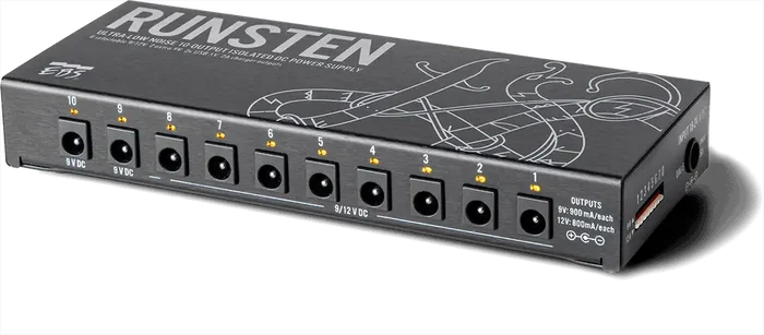 EBS RUNSTEN Fuite d'alimentation CC 10 sorties 9V/12V/24V 900mA pour pédales de guitare