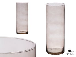 GIFTDECOR Vase Cylindrique en Verre Gris 41cm