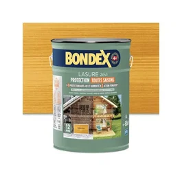 Bondex Lasure Bois Exterieur 2 en 1 5L - Chene Clair Satin - Protection Longue Duree 12 Ans Toutes Saisons - Haute Resistance UV, Eau, Humidite - Rendement 13m2/L