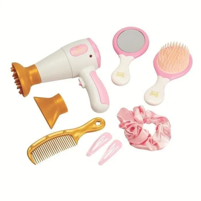 Smoby Set de Coiffure Disney Princesses - Sèche-cheveux Électronique avec Son et Lumière, Miroir, Brosse, Peigne - Jouet pour Enfants dès 3 ans