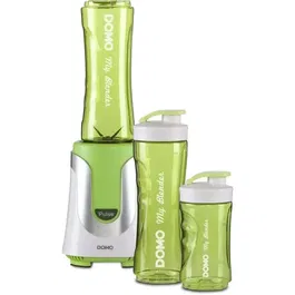 Domo DO436BL - Blender individuel Mix and Drink 300 W - Vert avec 2 bols réutilisables de 600 ml et 300 ml pour smoothies et milkshakes