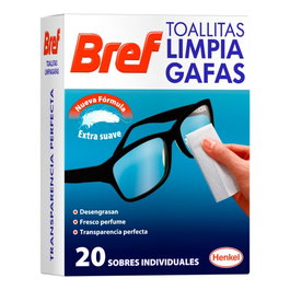 Bref 20 lingettes nettoyantes pour lunettes en sachets individuels