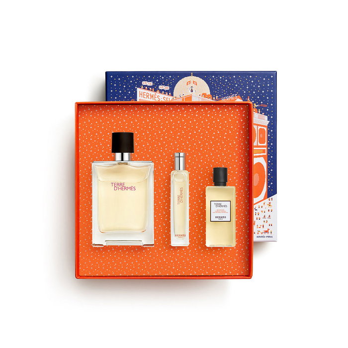 Hermès Coffret Terre d'Hermès Eau de Toilette 100ml + Gel Douche 40ml + Eau de Toilette 15ml pour Homme