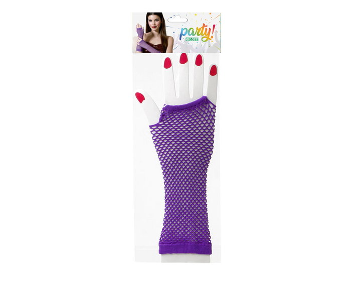atosa Gant en résille violet pour déguisement gothique ou mystique