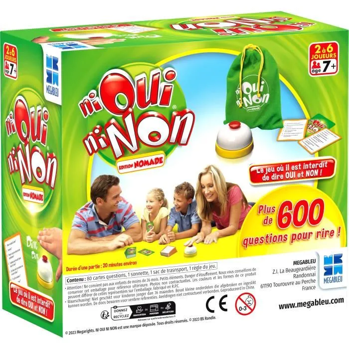 Megableu - Ni Oui Ni Non - Jeu de voyage - Version française - 350 questions - Jeu de rapidité et de défi en famille Megableu - Ni Oui Ni Non - Jeu de voyage - Version française - 350 questions - Jeu de rapidité et de défi en famille