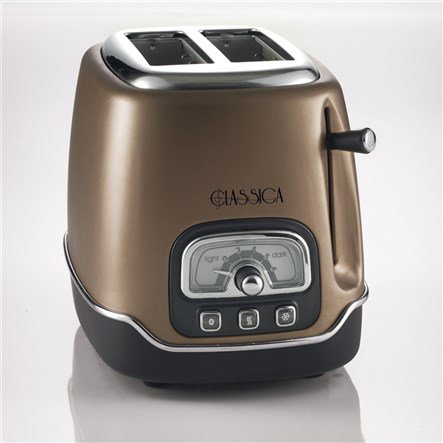 Ariete 158/36 - Tostador Classica 2 Ranuras en Bronze - Fonctions Décongélation et Réchauffage - Niveaux de Toste Réglables - Bac à Miettes Amovible Ariete 158/36 - Tostador Classica 2 Ranuras en Bronze - Fonctions Décongélation et Réchauffage - Niveaux de Toste Réglables - Bac à Miettes Amovible