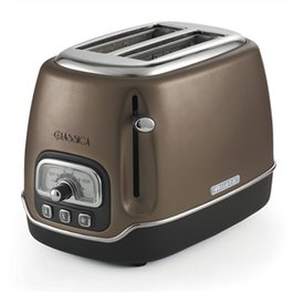 Ariete 158/36 - Tostador Classica 2 Ranuras en Bronze - Fonctions Décongélation et Réchauffage - Niveaux de Toste Réglables - Bac à Miettes Amovible