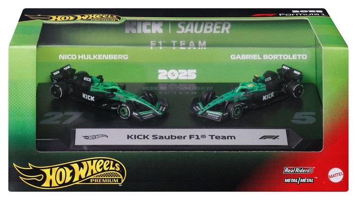 Mattel Hot Wheels Premium Pack de 2 Véhicules Formule 1 1/64 KICK Sauber Team