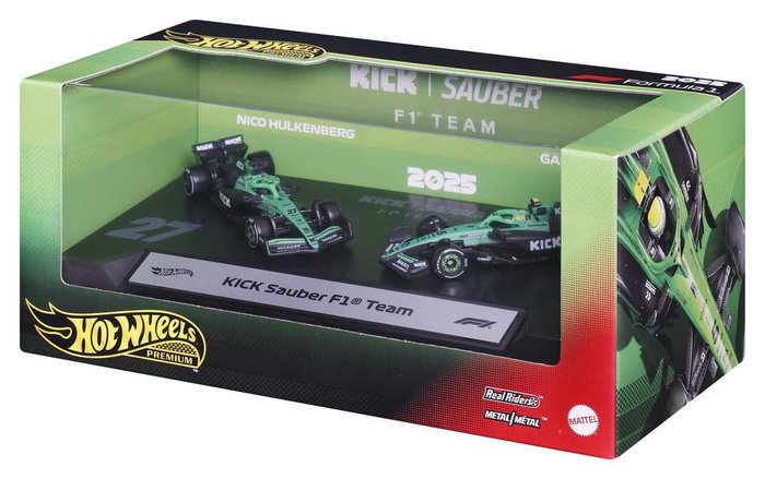 Mattel Hot Wheels Premium Pack de 2 Véhicules Formule 1 1/64 KICK Sauber Team